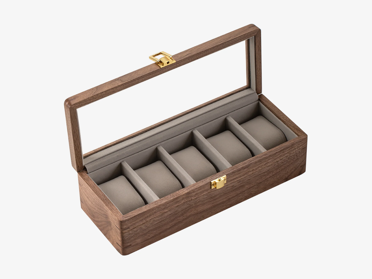 Solid Walnut Watch Box — 5 Slots
