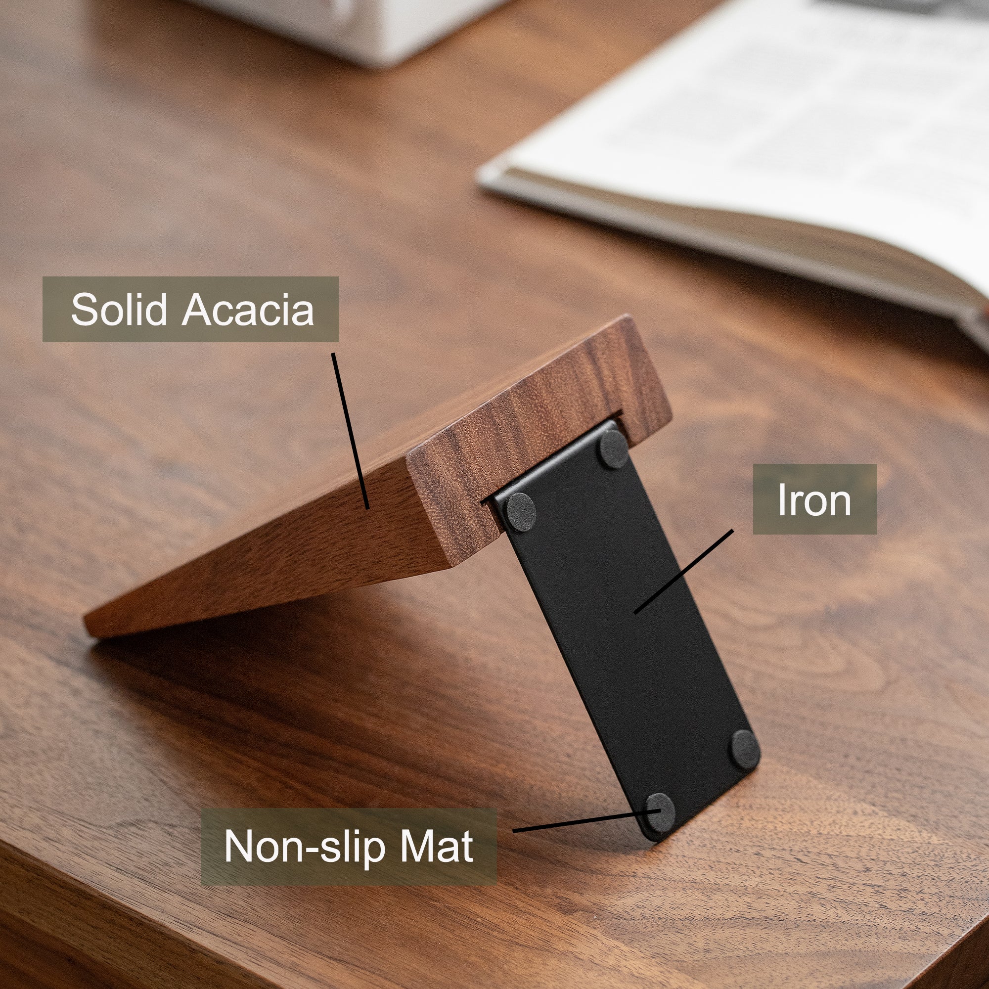 Acacia bookends showing natural wood grain #Material_Acacia
