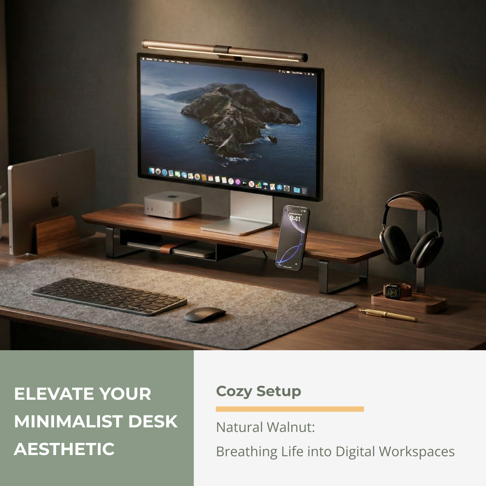 Walnut & Aluminum Headphone Stand