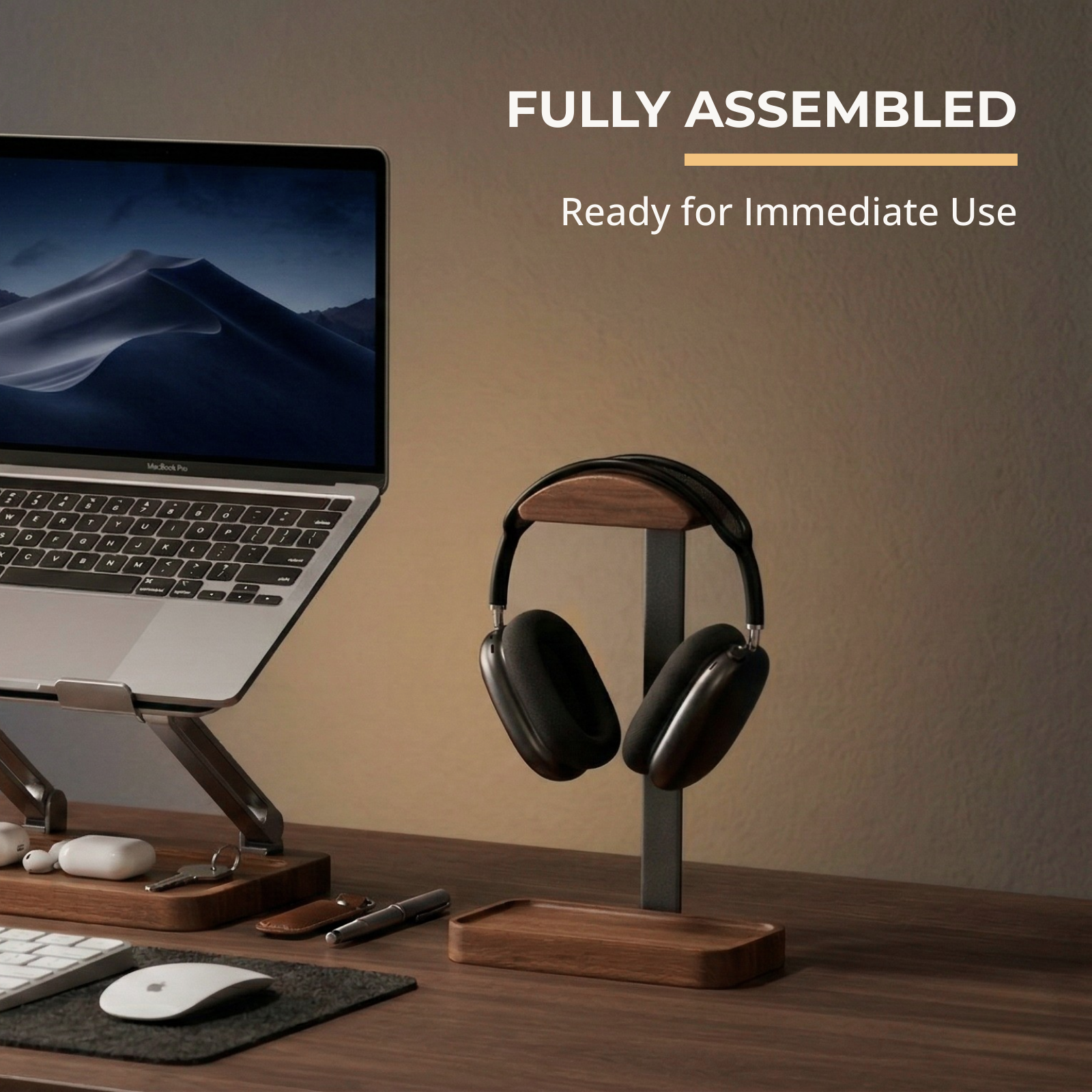Walnut & Aluminum Headphone Stand
