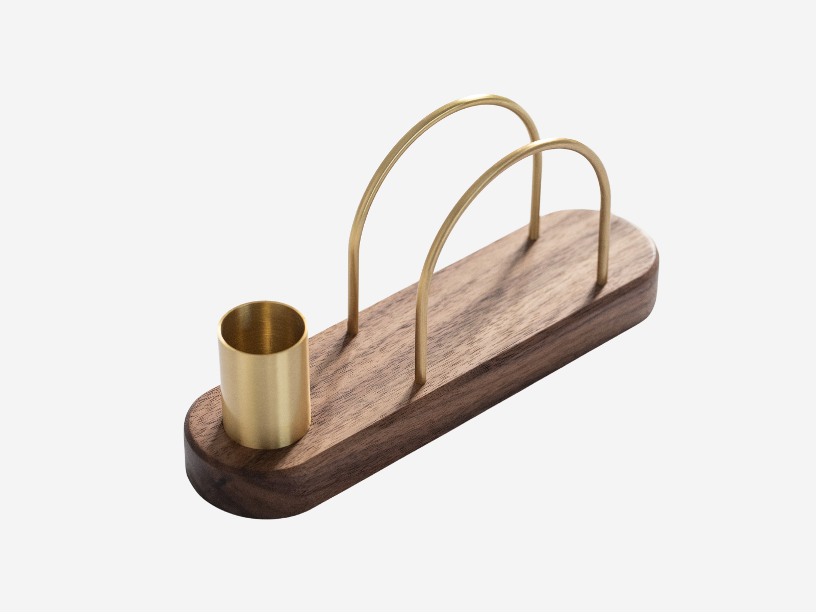 Walnut and brass napkin holder with integrated toothpick holder #Style_With Toothpick Holder