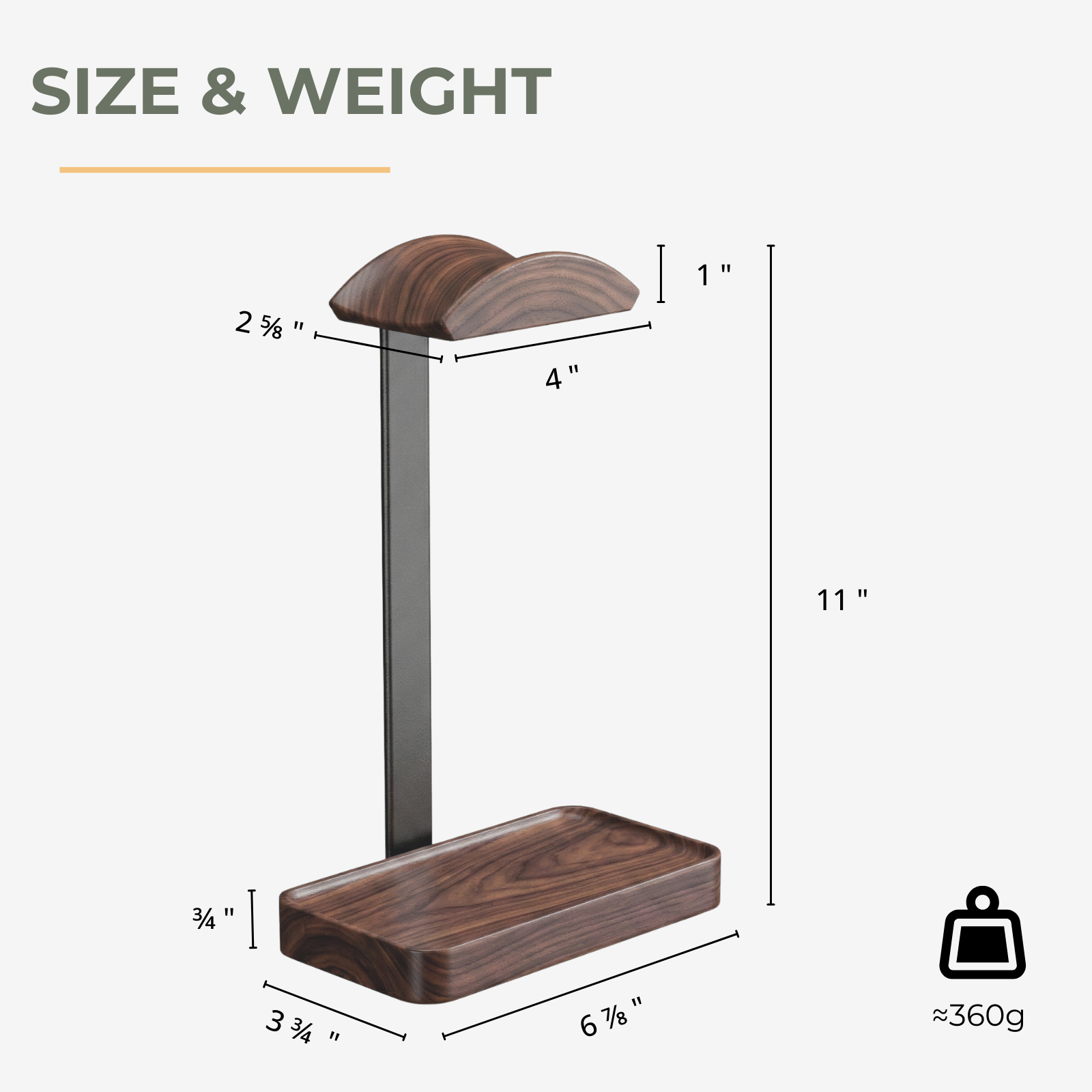 Walnut & Aluminum Headphone Stand