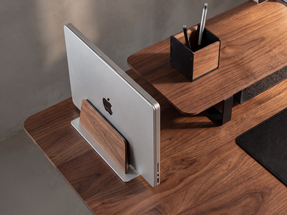 Walnut Vertical Laptop Stand