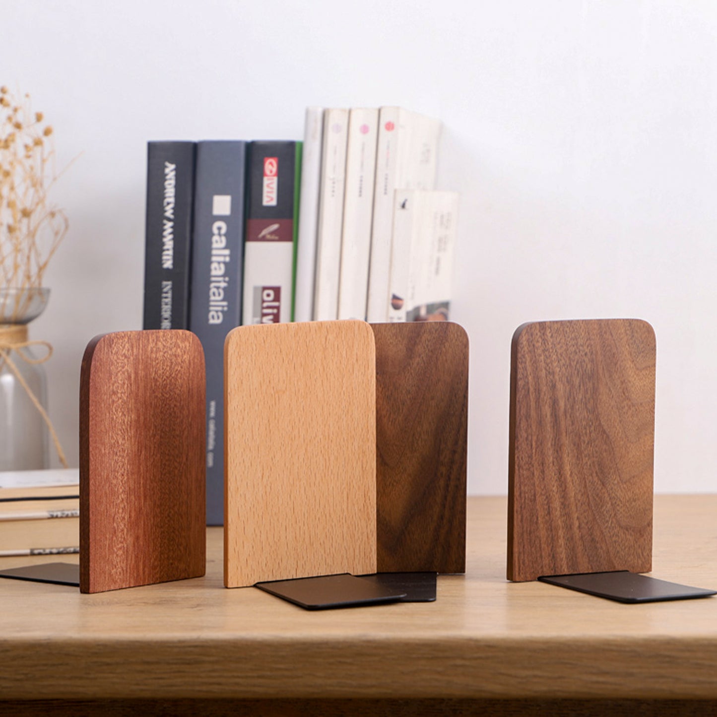 Walnut Rectangle Bookends,5.1×3.1“