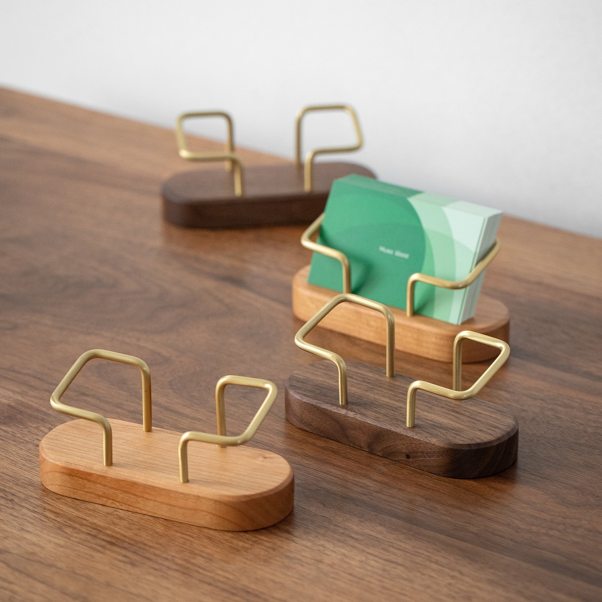 Wooden Brass Business Card Holder