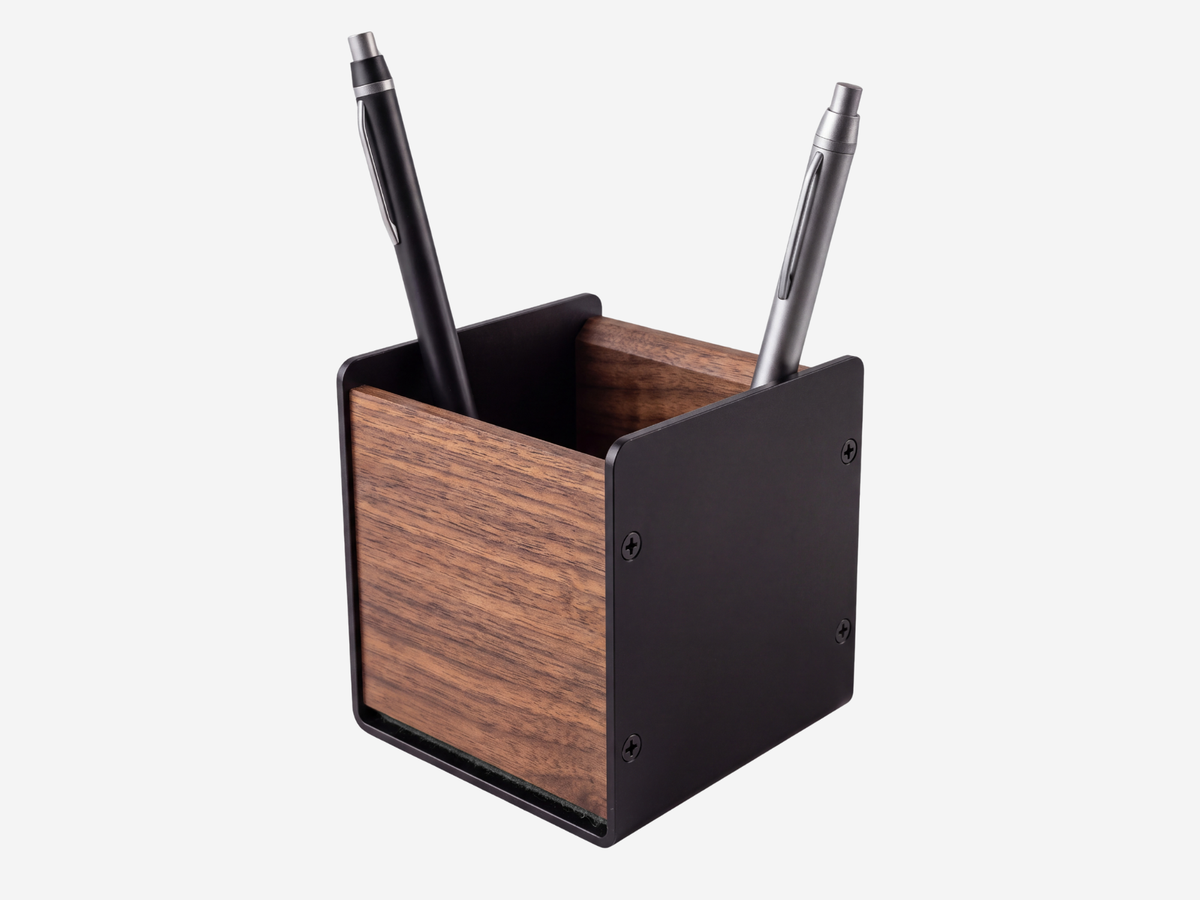 Walnut & Aluminum Pen Holder