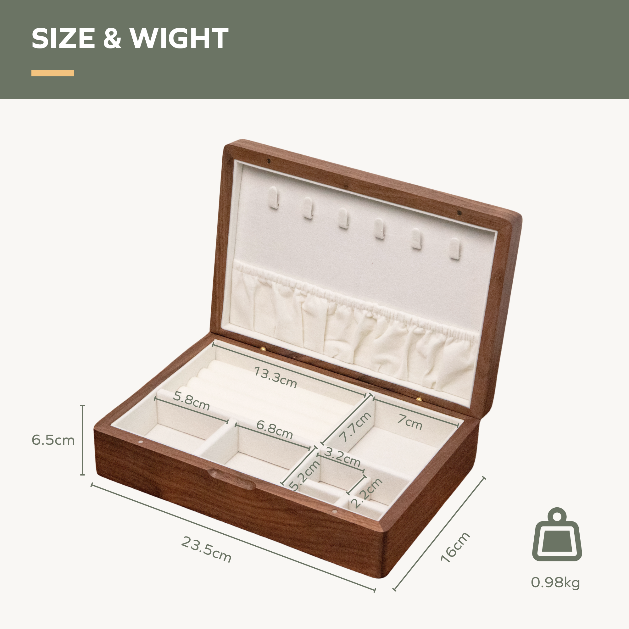 Wooden Jewelry Box with Embroidery