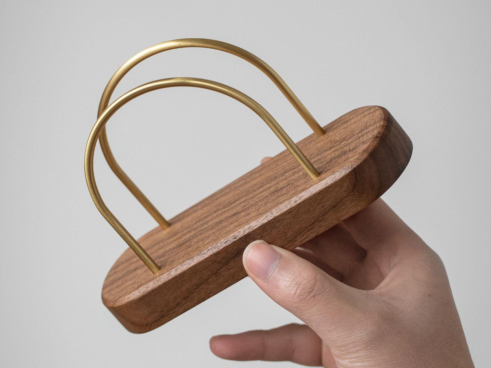 Walnut and brass napkin organizer without toothpick holder for folded paper napkins #Style_Without Toothpick Holder