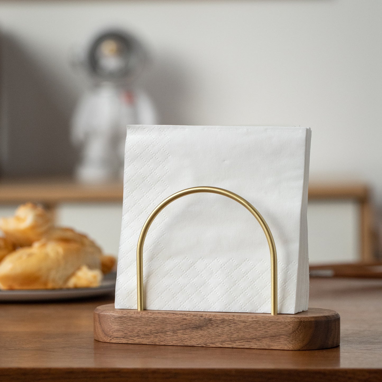 Walnut and Brass Napkin Holder