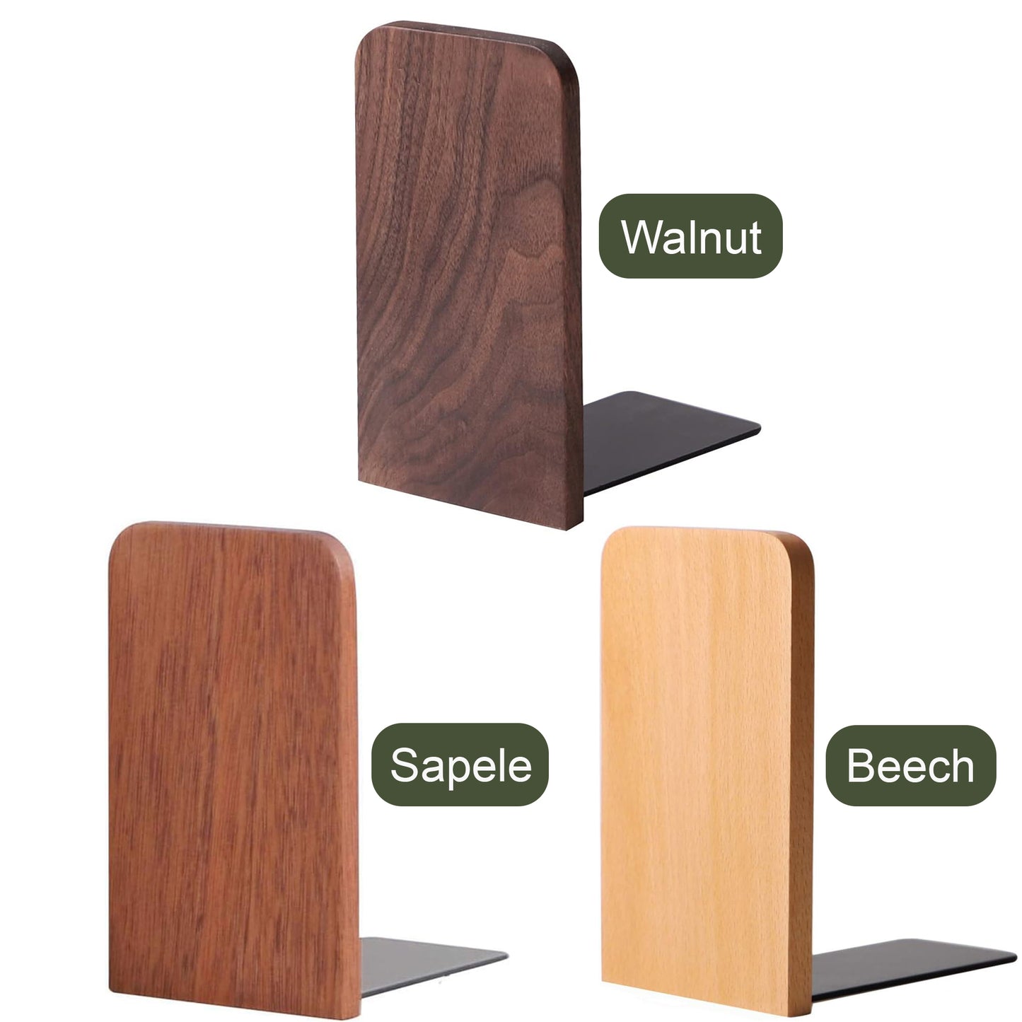 Walnut Rectangle Bookends,5.1×3.1“