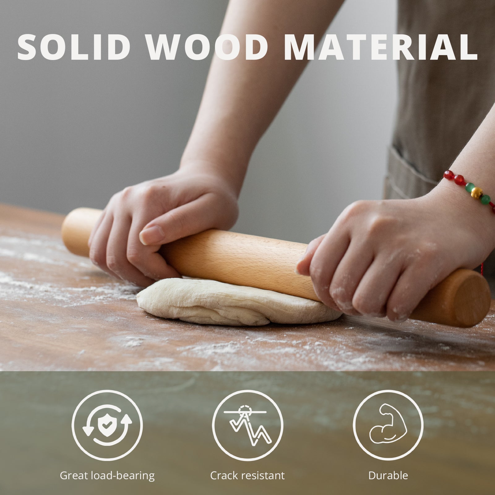 Wooden Rolling Pin  15.75”