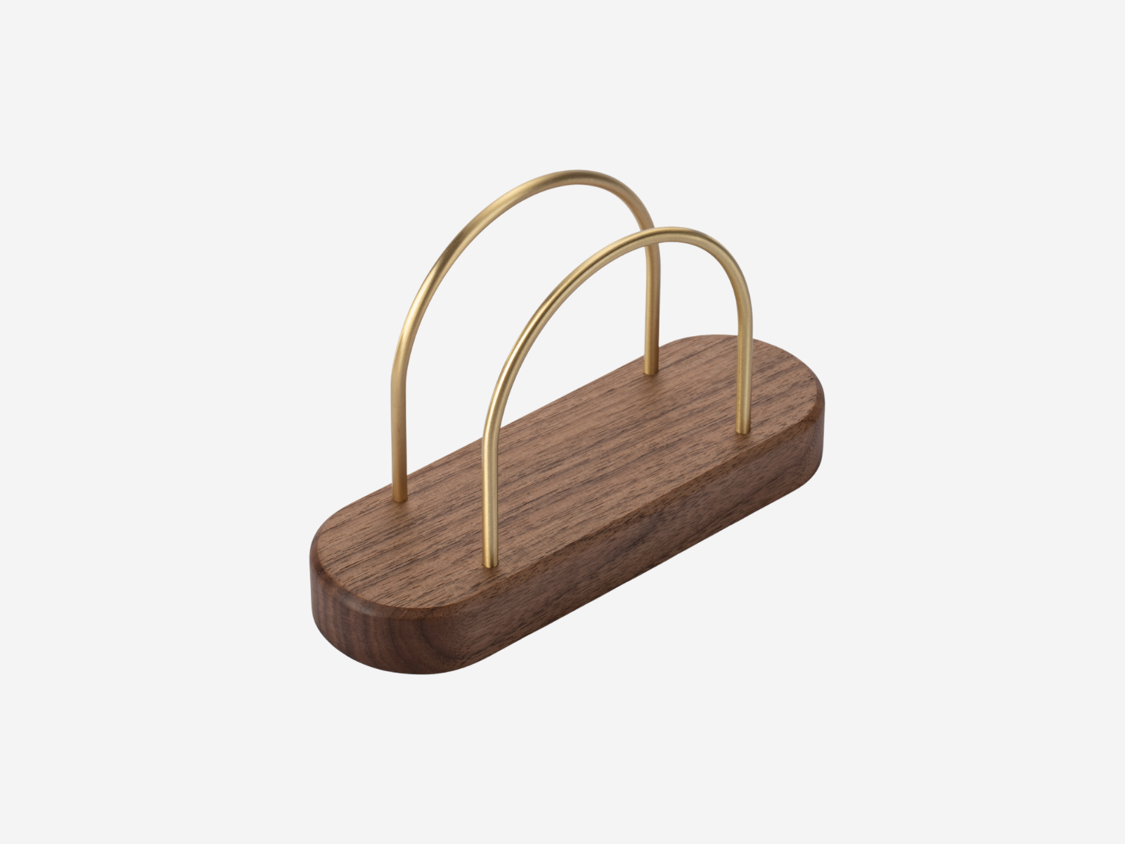 Compact walnut and brass napkin holder without toothpick holder #Style_Without Toothpick Holder