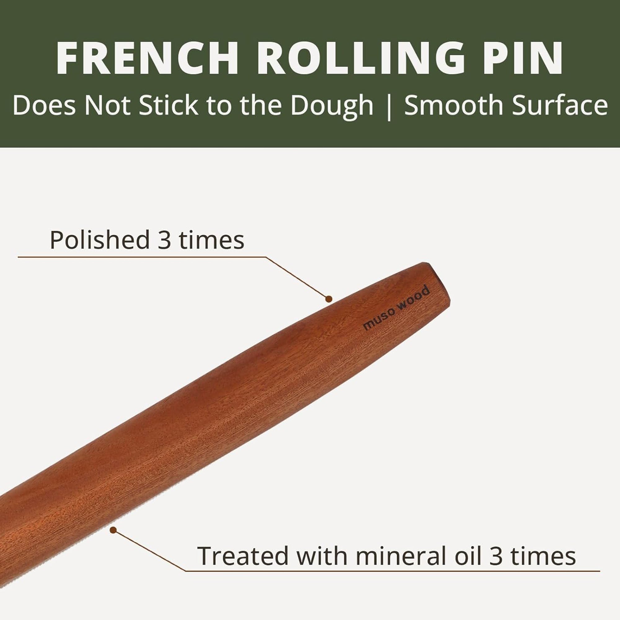 Wooden Rolling Pin 17.5"