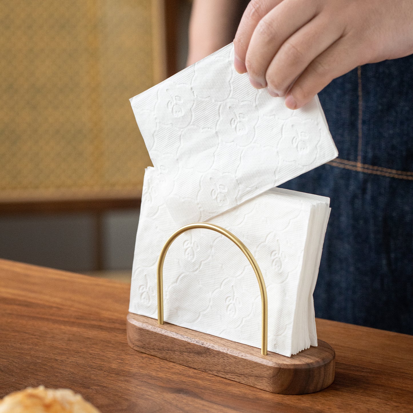 Walnut and Brass Napkin Holder