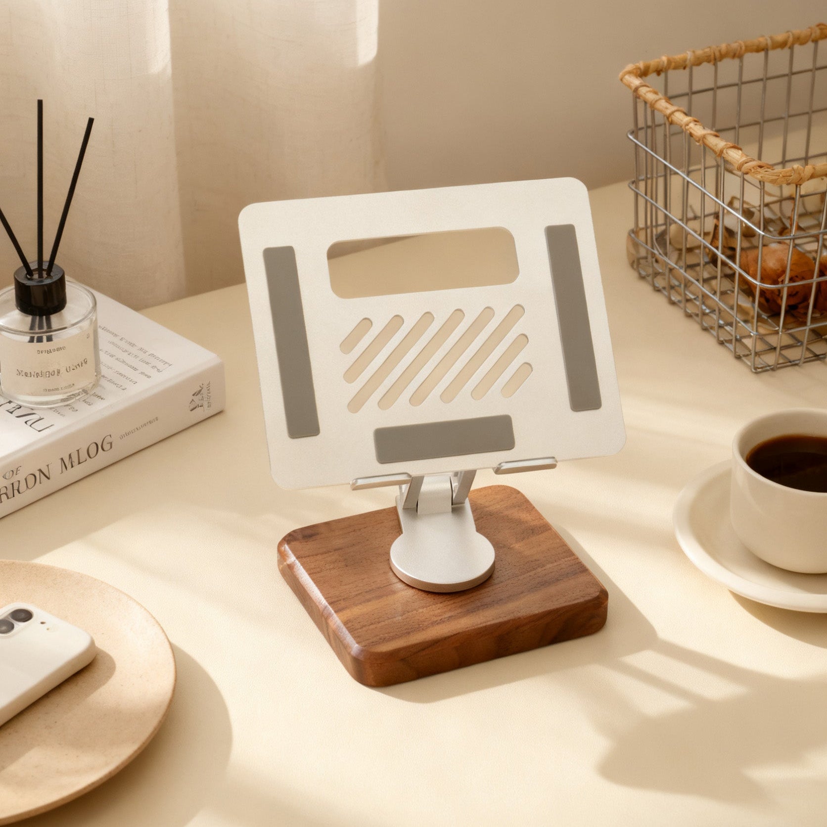 Walnut Tablet Stand for Desk