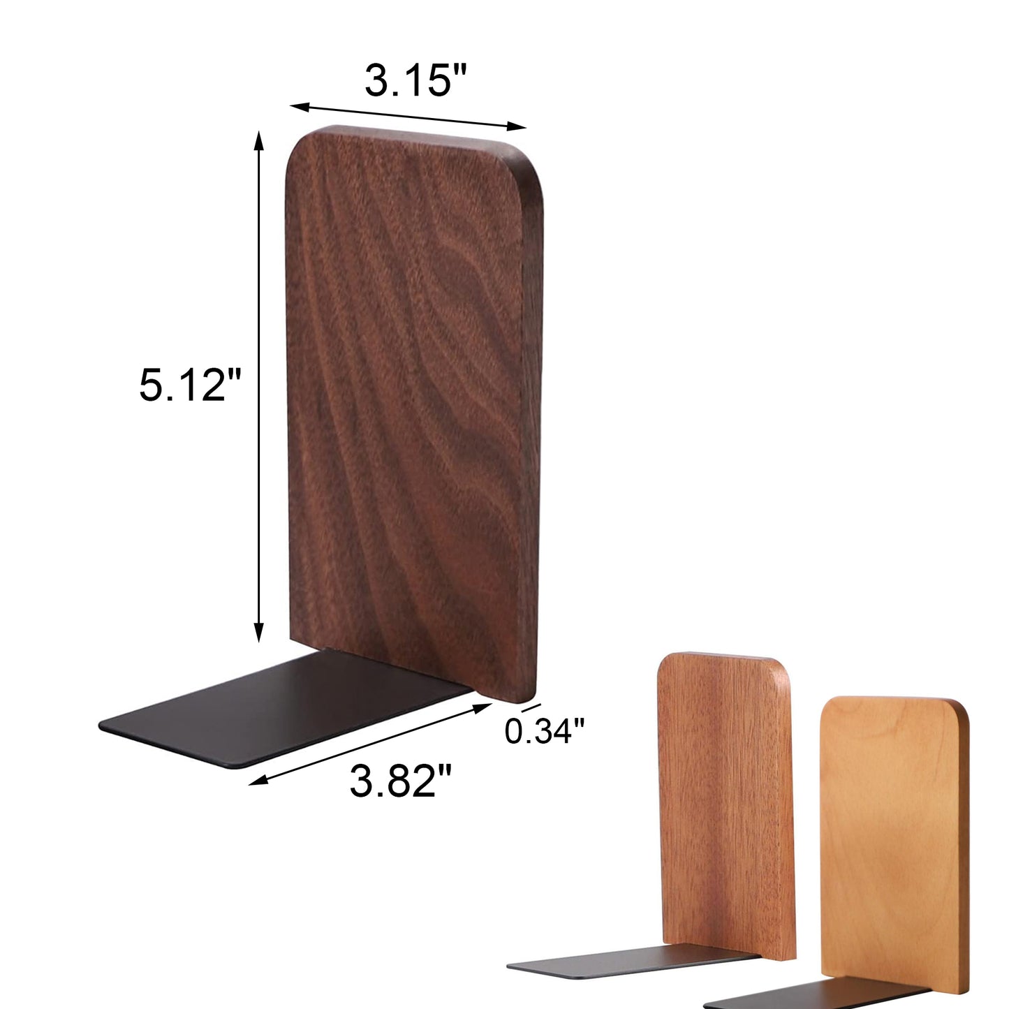 Walnut Rectangle Bookends,5.1×3.1“