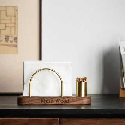 Walnut and Brass Napkin Holder