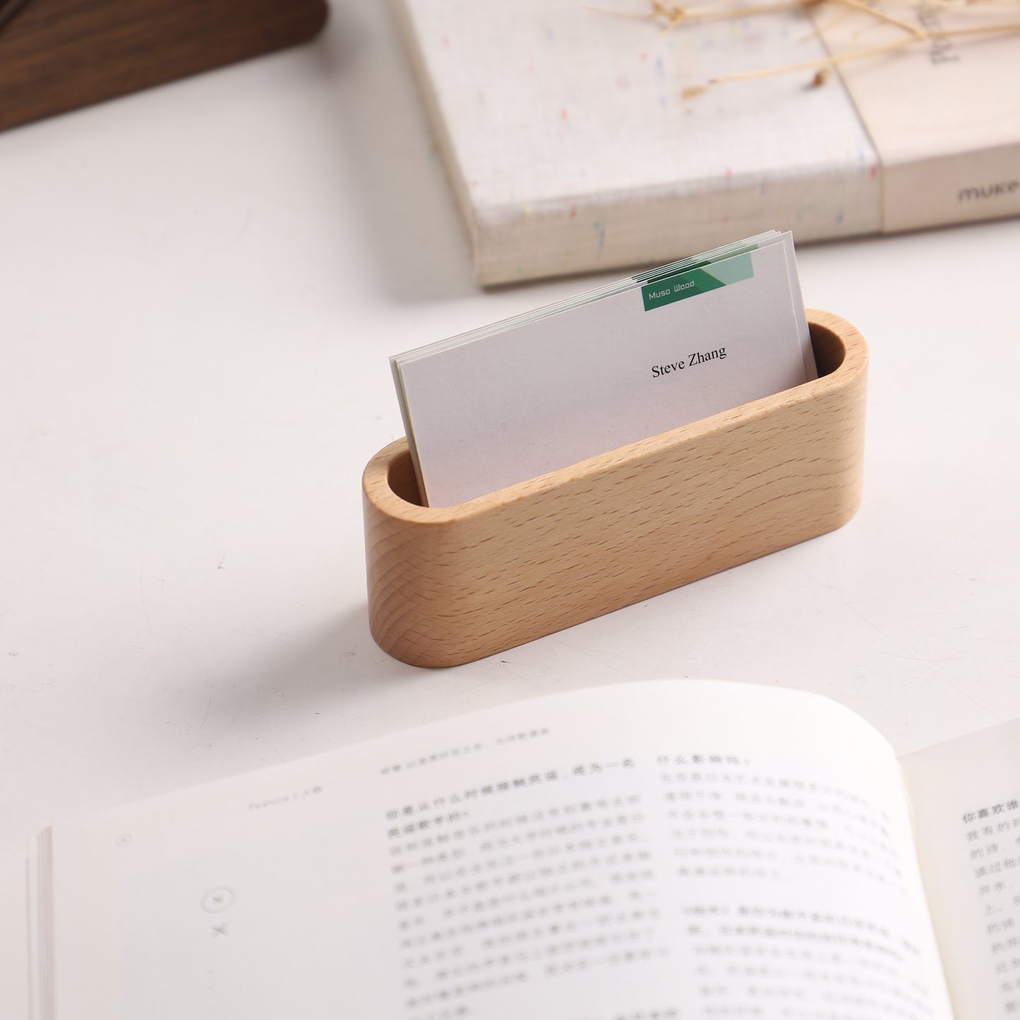 muso wood | Business Card Holder for Desk