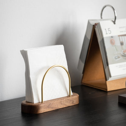 Walnut and Brass Napkin Holder