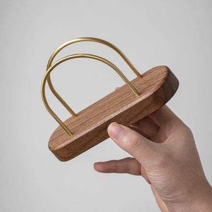 Walnut and Brass Napkin Holder