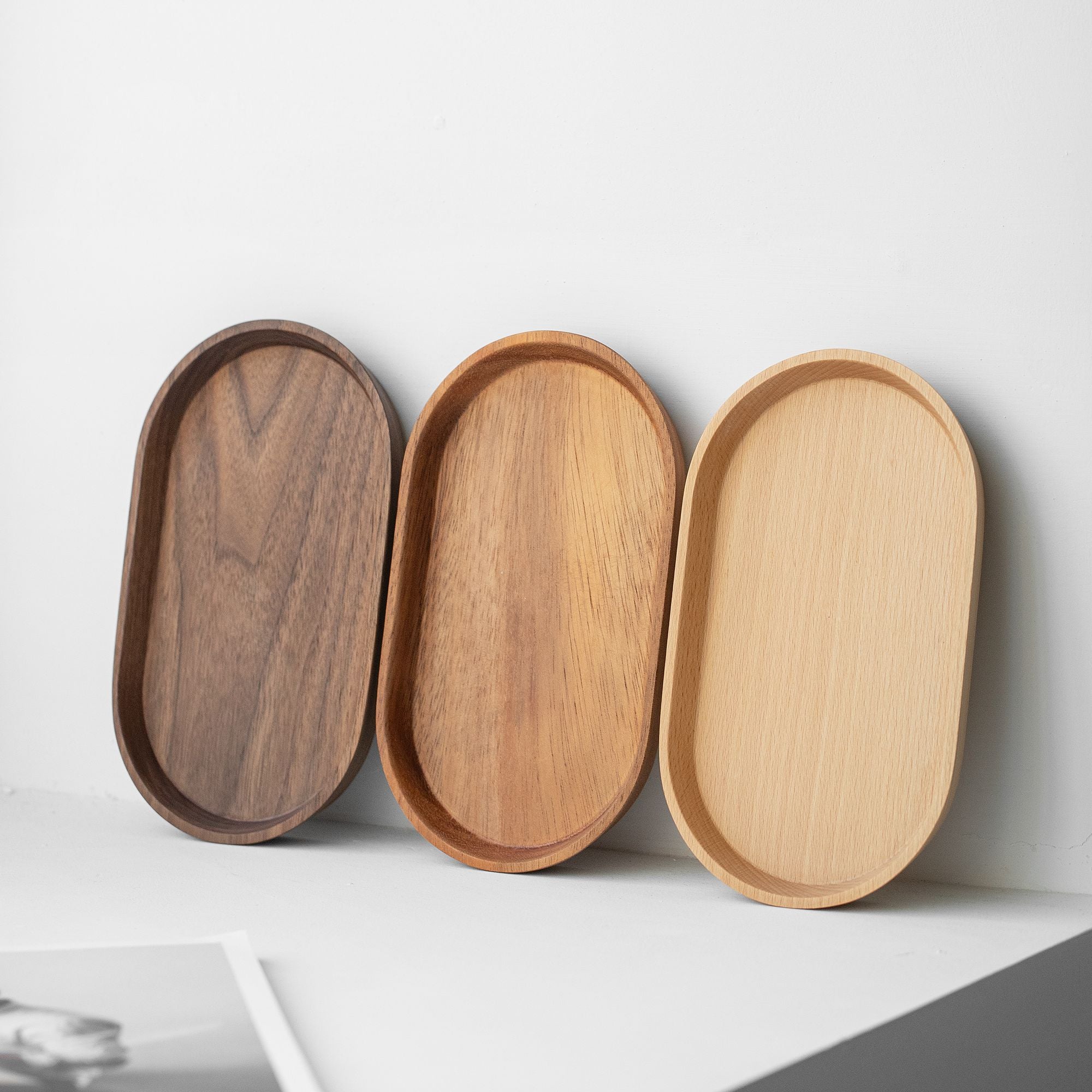 Wooden Oval Coffee Tray 8"